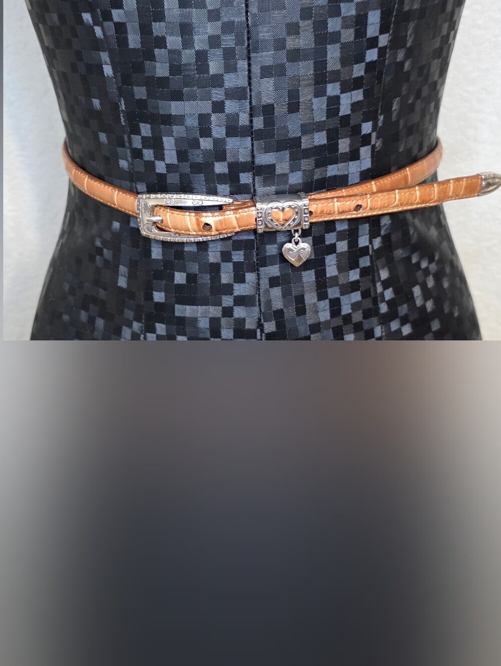 Brighton Tan Skinny Leather Belt with Silver Heart Charm